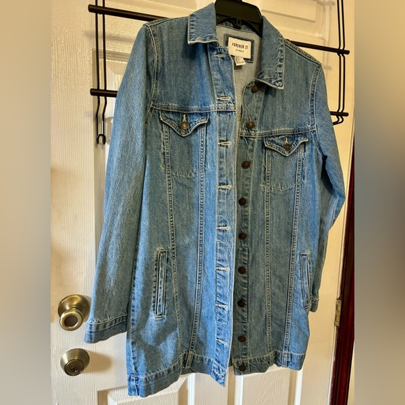 NWOT Forever 21 LA long jean jacket - Picture 3 of 6